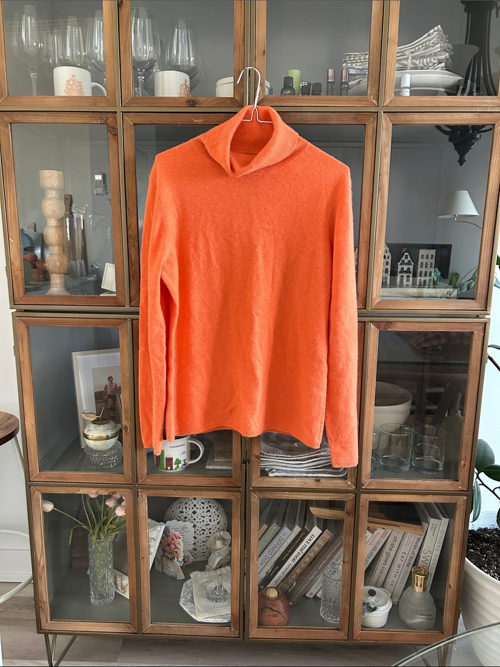 Sutton Studio 100% Cashmere Women Orange Turtleneck Sweater